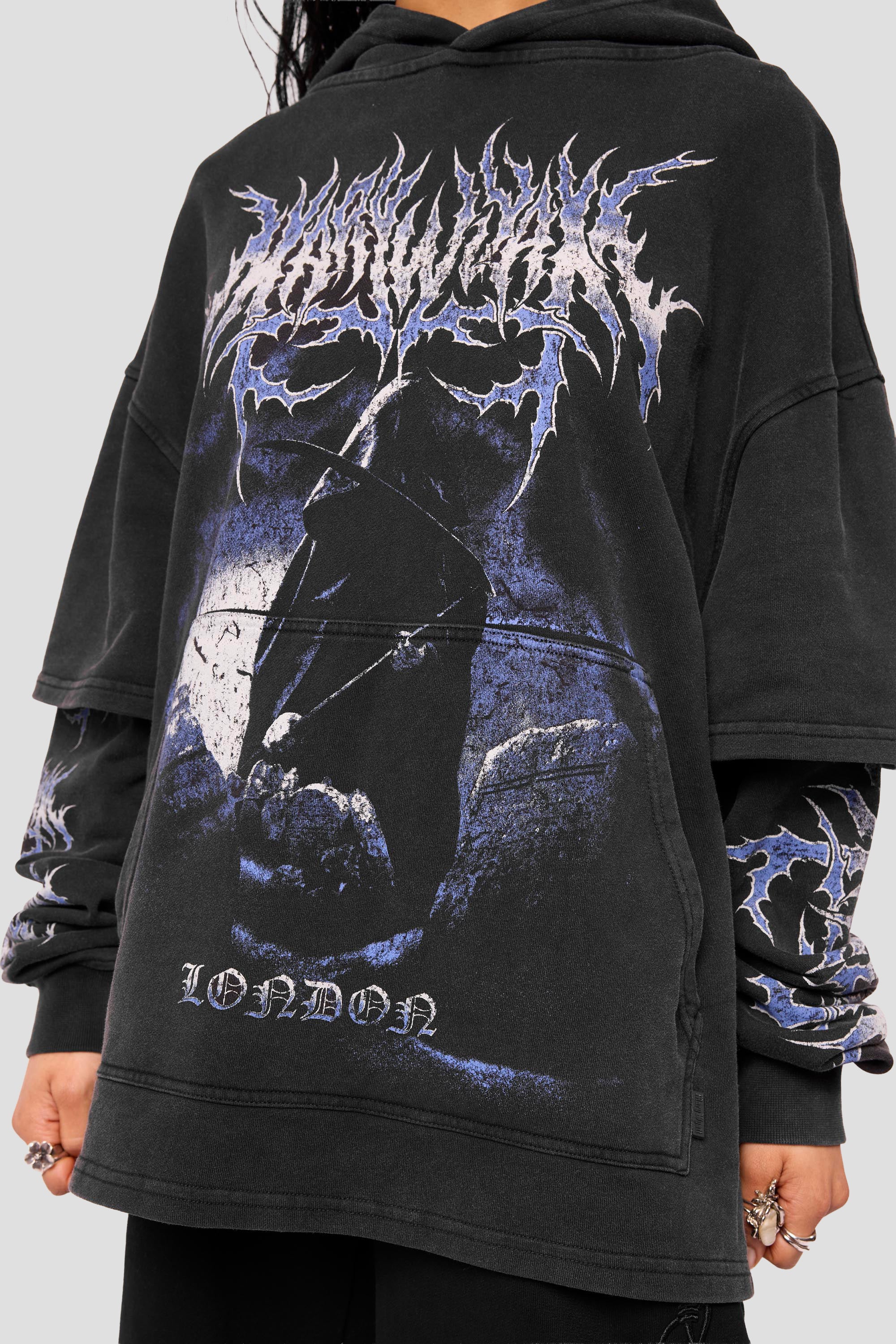 Descent Oversized Layered Pullover Hoodie - Image 4