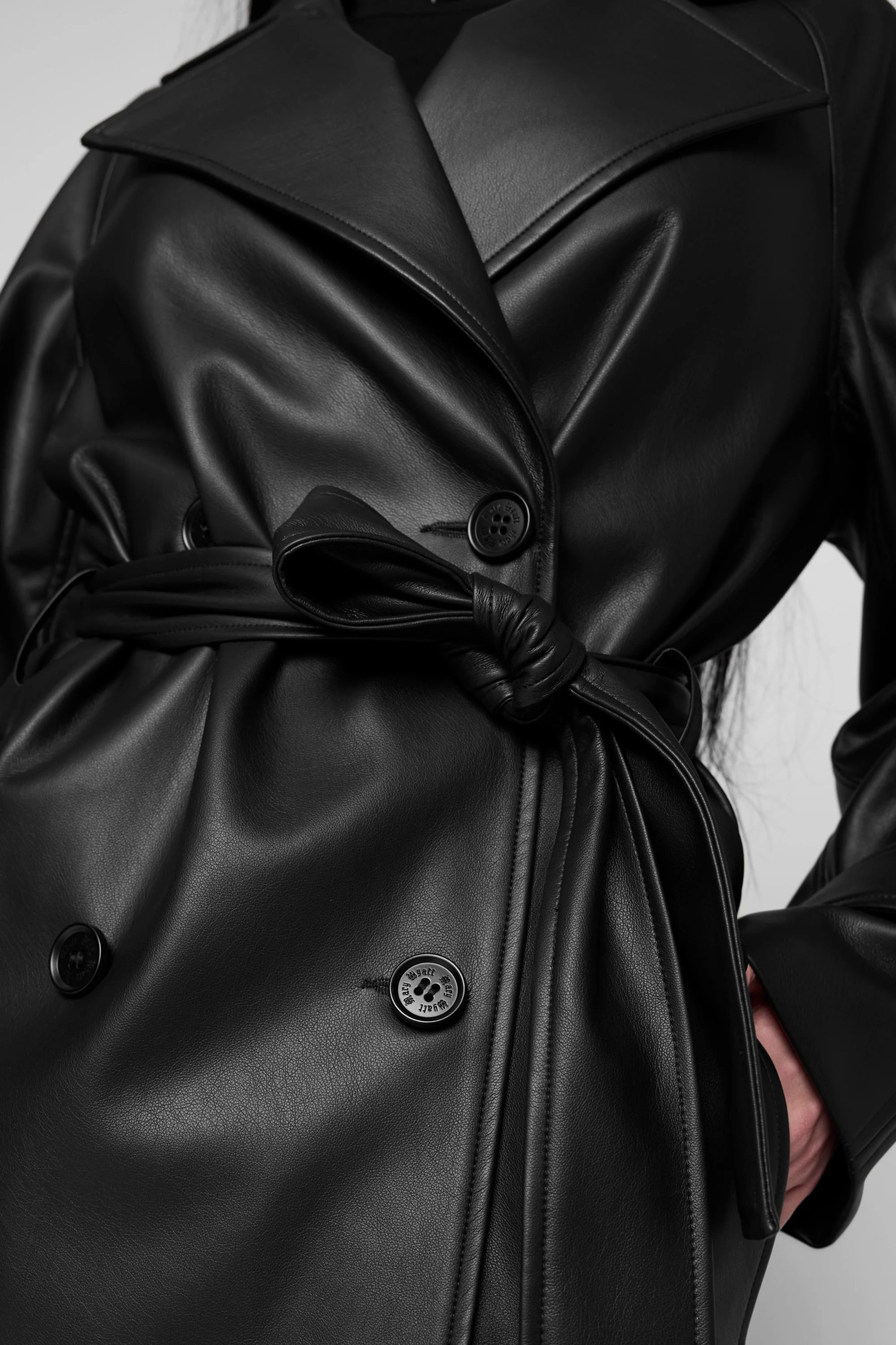 Mara Faux Leather Trench Coat - Image 5