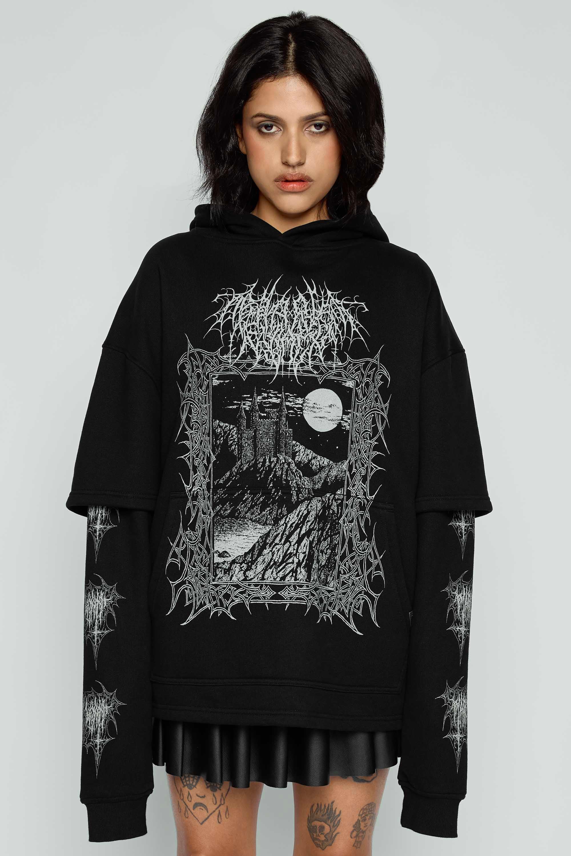 Midnight Oversized Layered Pullover Hoodie - Image 3
