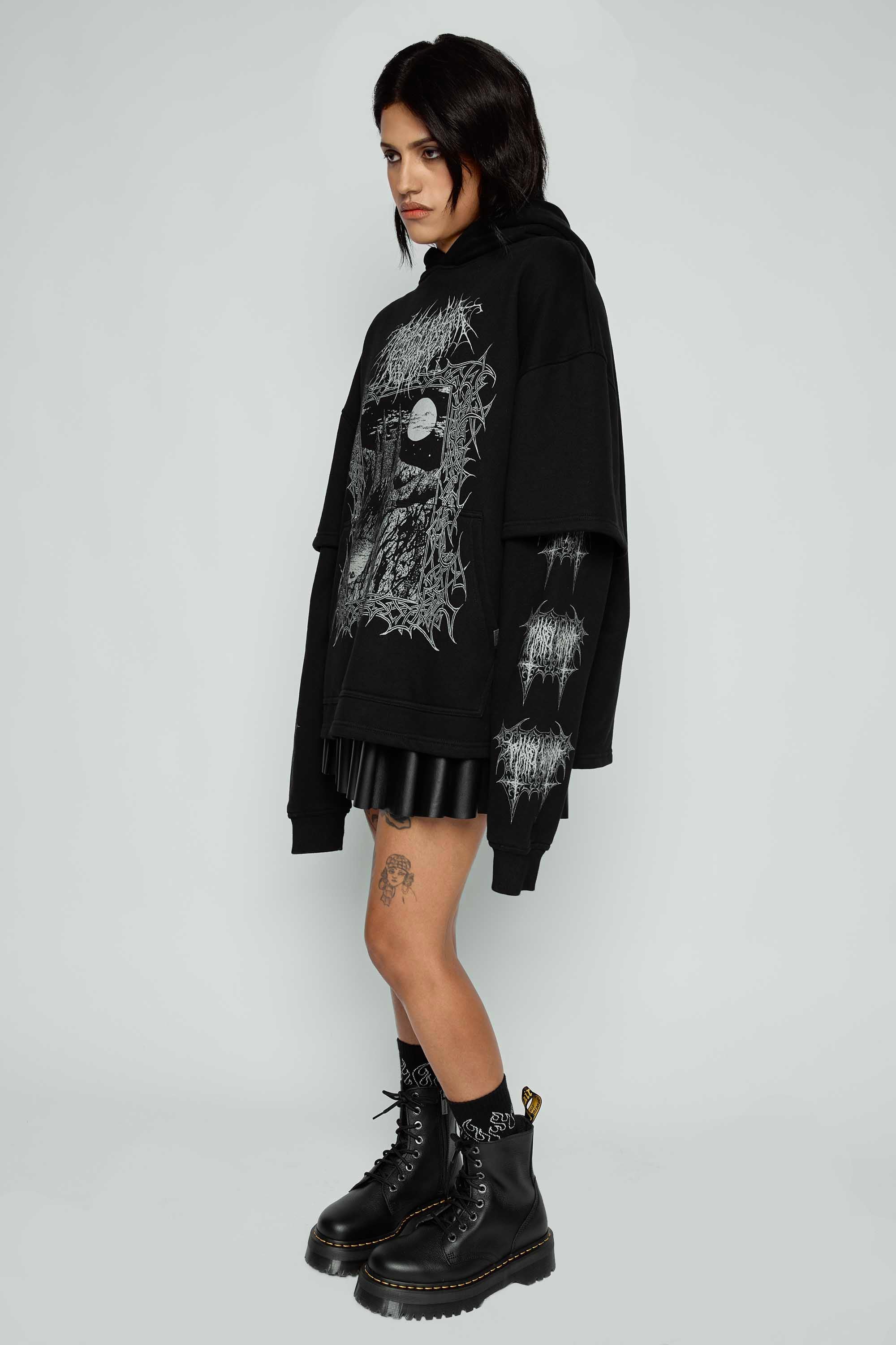 Midnight Oversized Layered Pullover Hoodie - Image 5