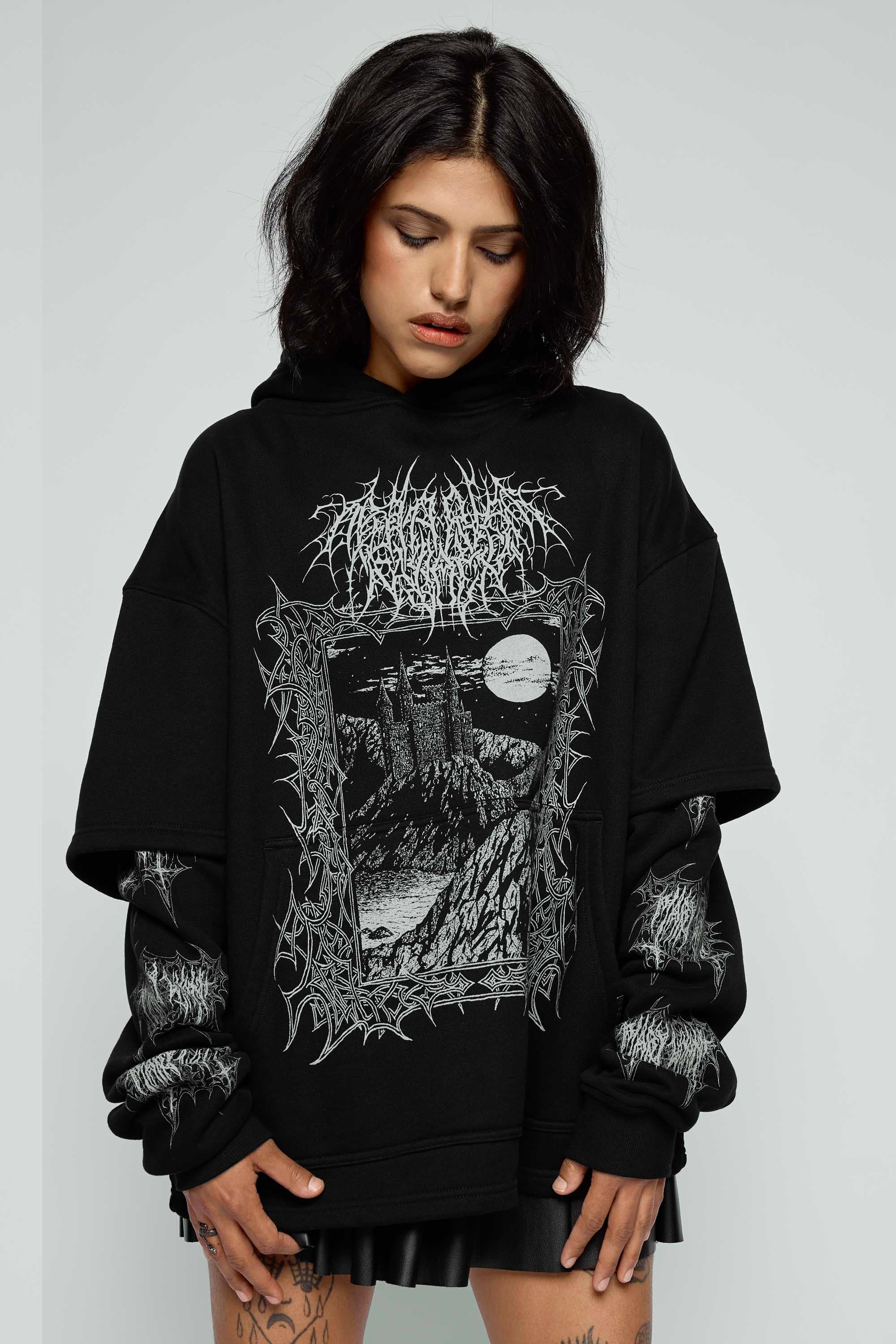Midnight Oversized Layered Pullover Hoodie - Image 7