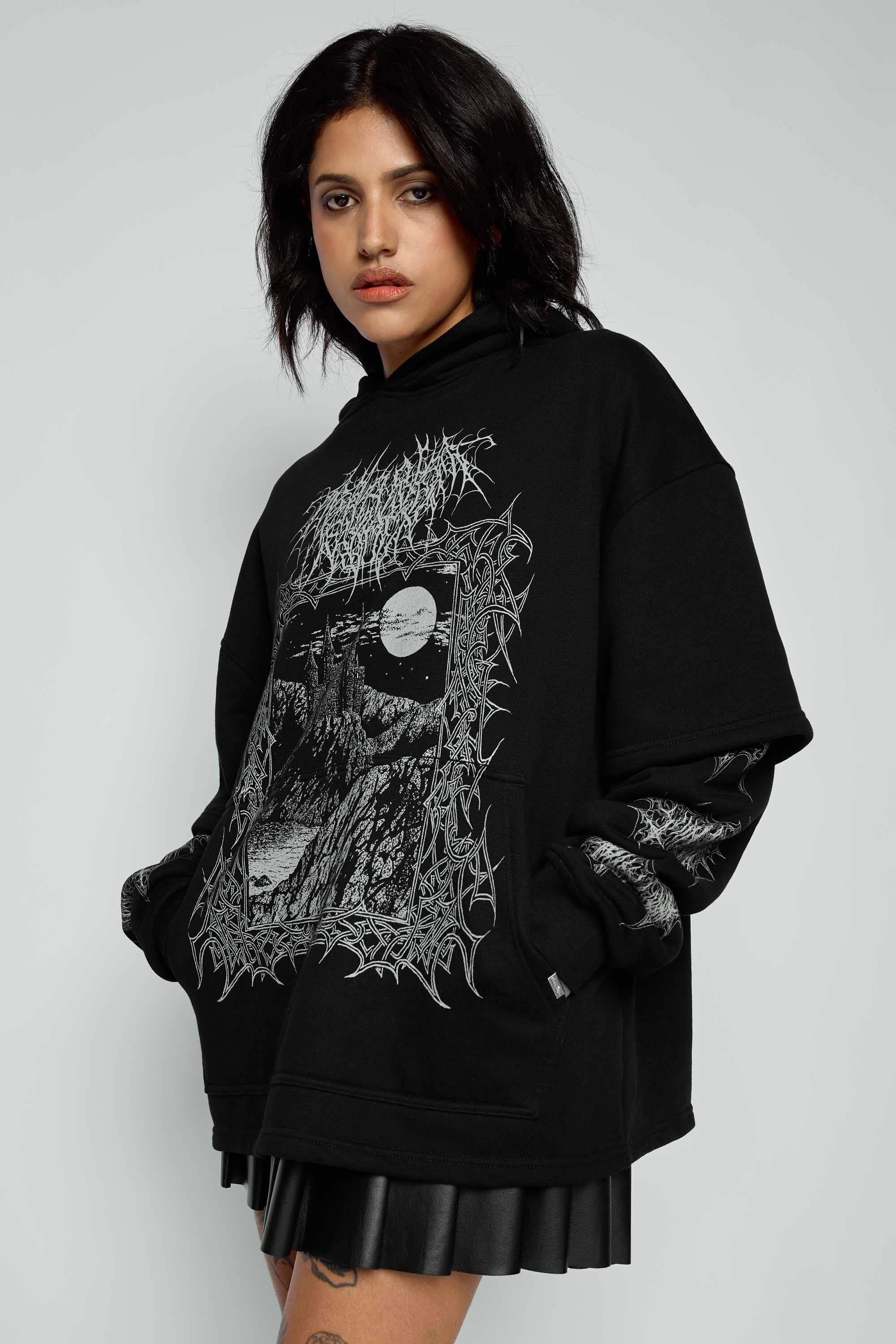 Midnight Oversized Layered Pullover Hoodie - Image 8